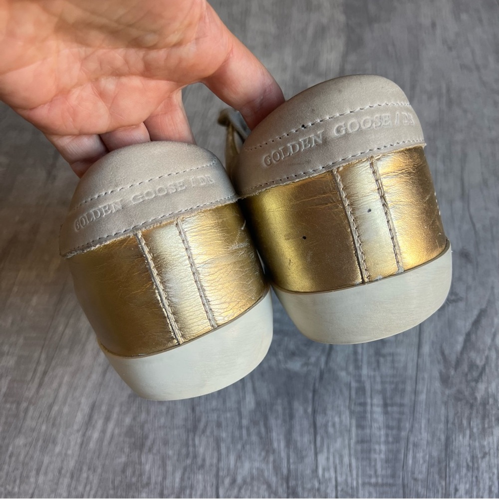 Golden Goose Superstar Gold Leather Star Sneakers Distressed Low Top Size (X) - Picture 7 of 16